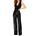 Women's Sparkly Sequin Halter Neck Jumpsuit Slim Fit Long Pants One Piece Evening Dress