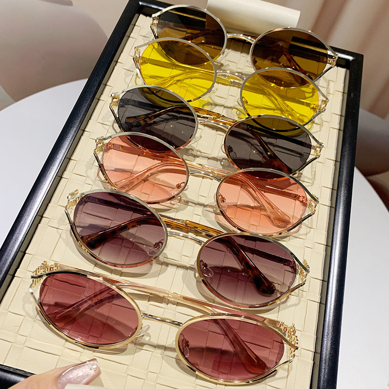 Oval Metal Frame Sunglasses Unisex