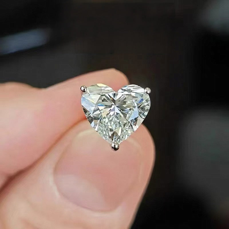 S925 Silver Heart Earrings with Diamond or Moissanite