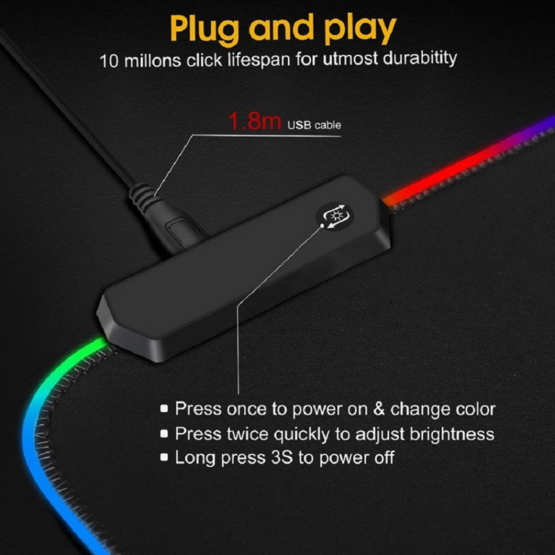 RGB Illuminated Gaming Mouse Pad with Non-Slip Base