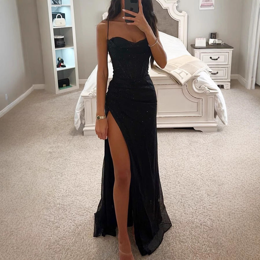 Sling Neck A-Line Long Dress