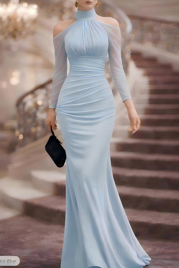 Womens Halter Neck Elegant Evening Gown