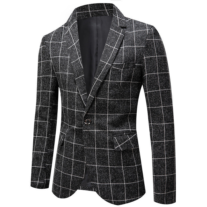 Mens Slim Fit Plaid Blazer Jacket