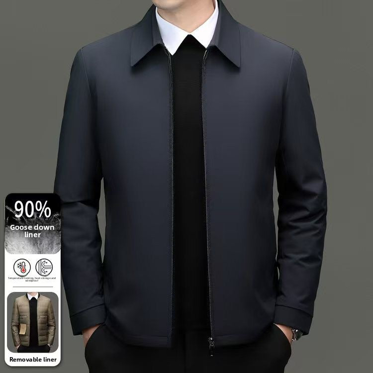 Removable Goose Down Jacket Men Warm Winter Coat
