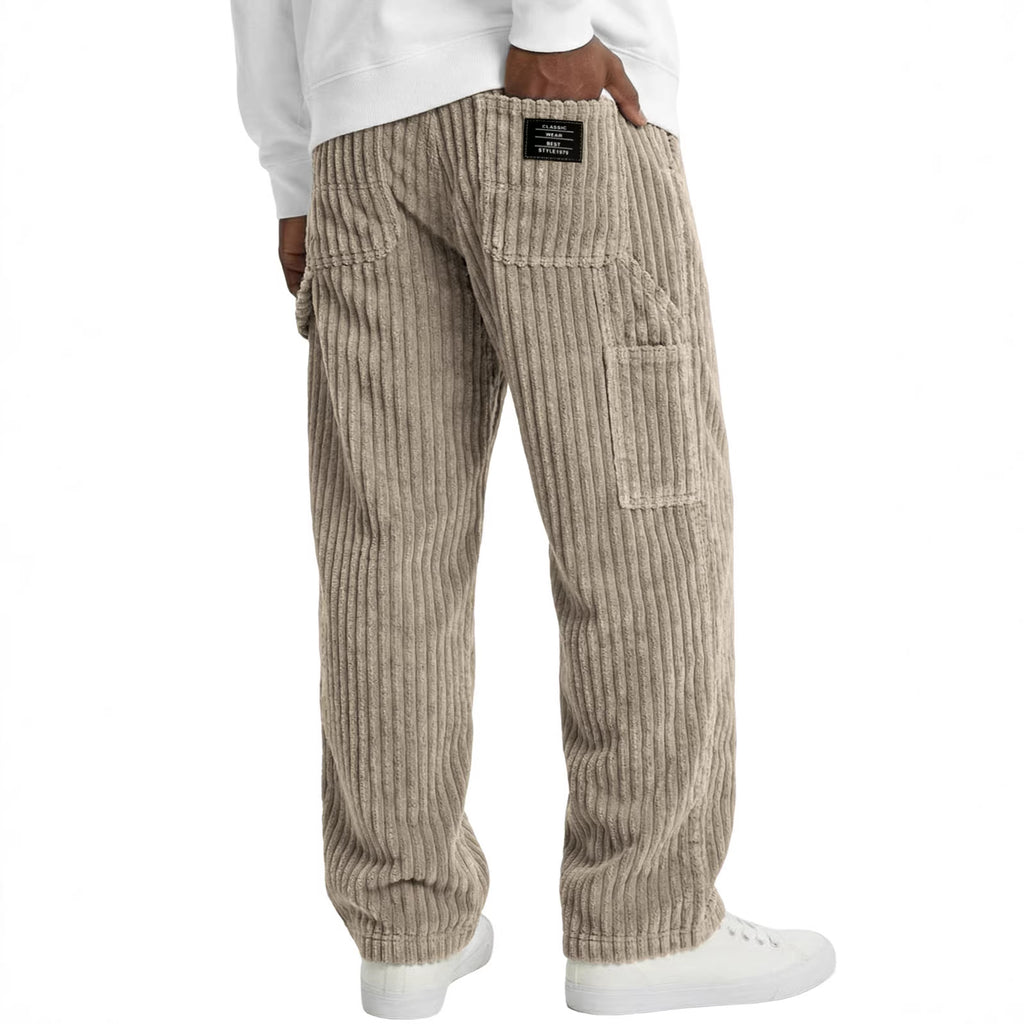 Denim straight-fit casual pants
