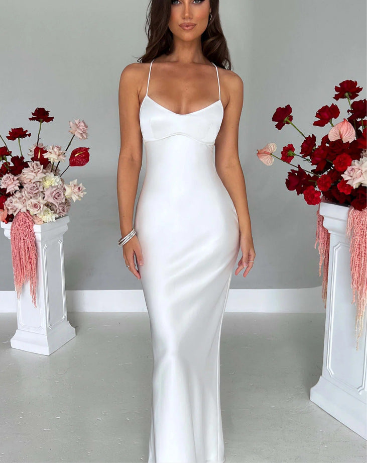 Satin Backless Evening Dress