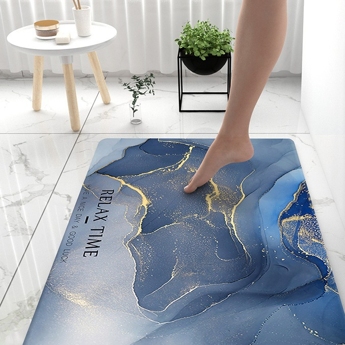 Marble Pattern Bathroom Floor Mat Soft Diatomaceous Earth Non-Slip Quick Drying Mat