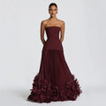 Elegant Long Evening Dress with Petal Details