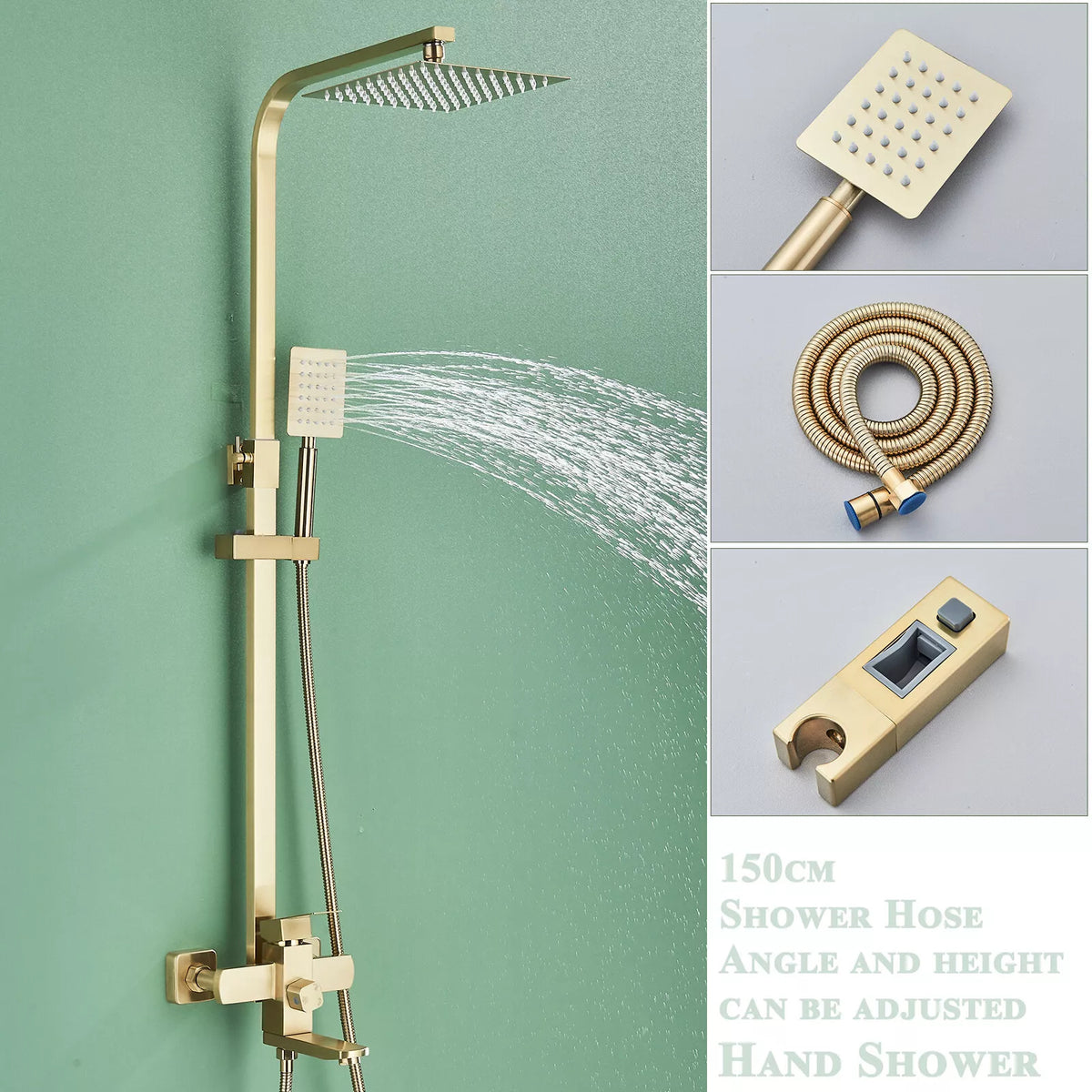 Stainless Steel Square Shower Head Set
