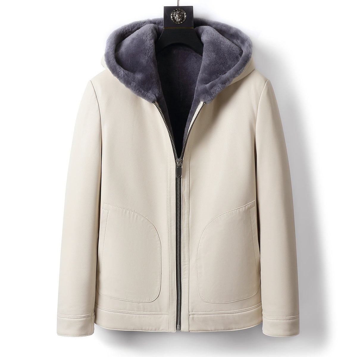 Men's winter leather-and-fur jacket