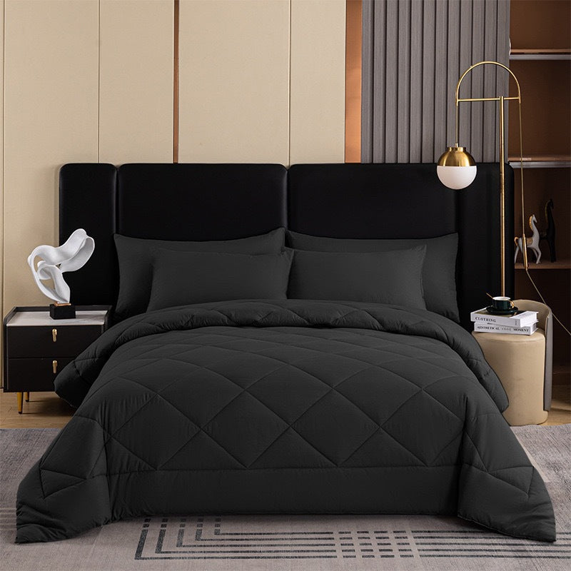 Three-Piece Quilted Solid-Color Bedding Set