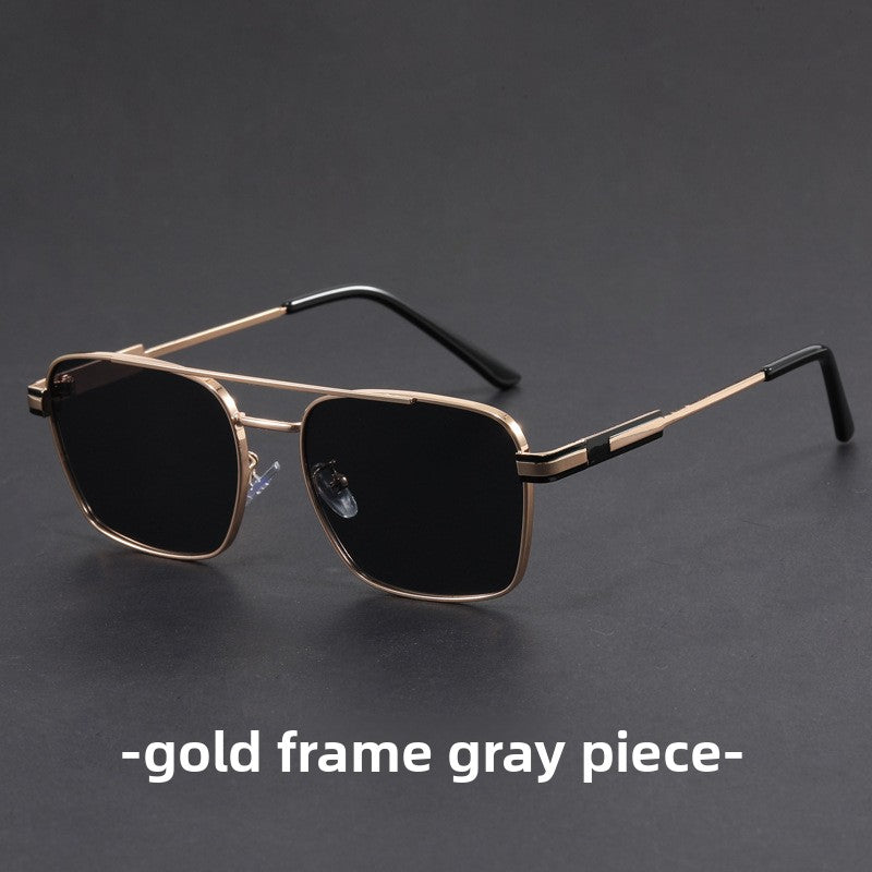 Retro Square Frame Metal Sunglasses