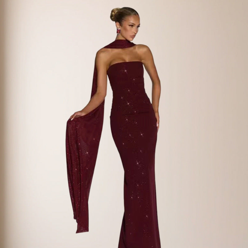 Sequin Off-Shoulder Slim Dress