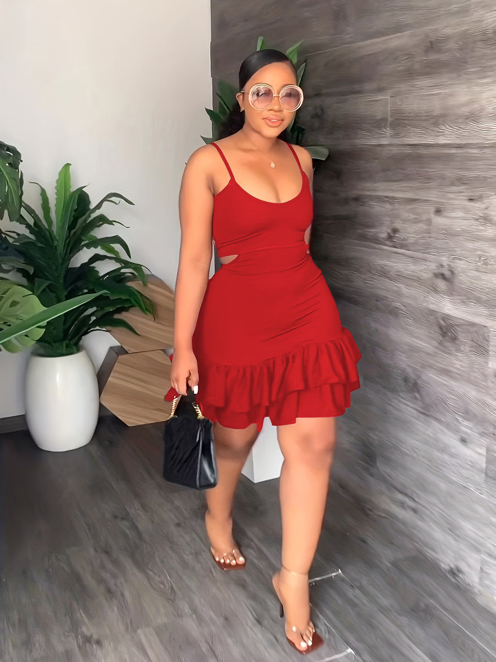 Sling Ruffle Hem Sheath Dress