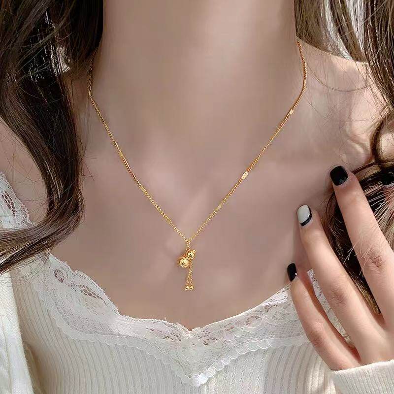 18K Gold Gourd Tassel Pendant Necklace