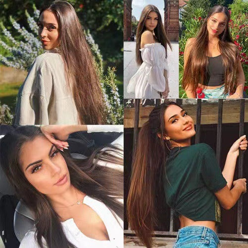 Long Straight Synthetic Hair Wig with Front Lace