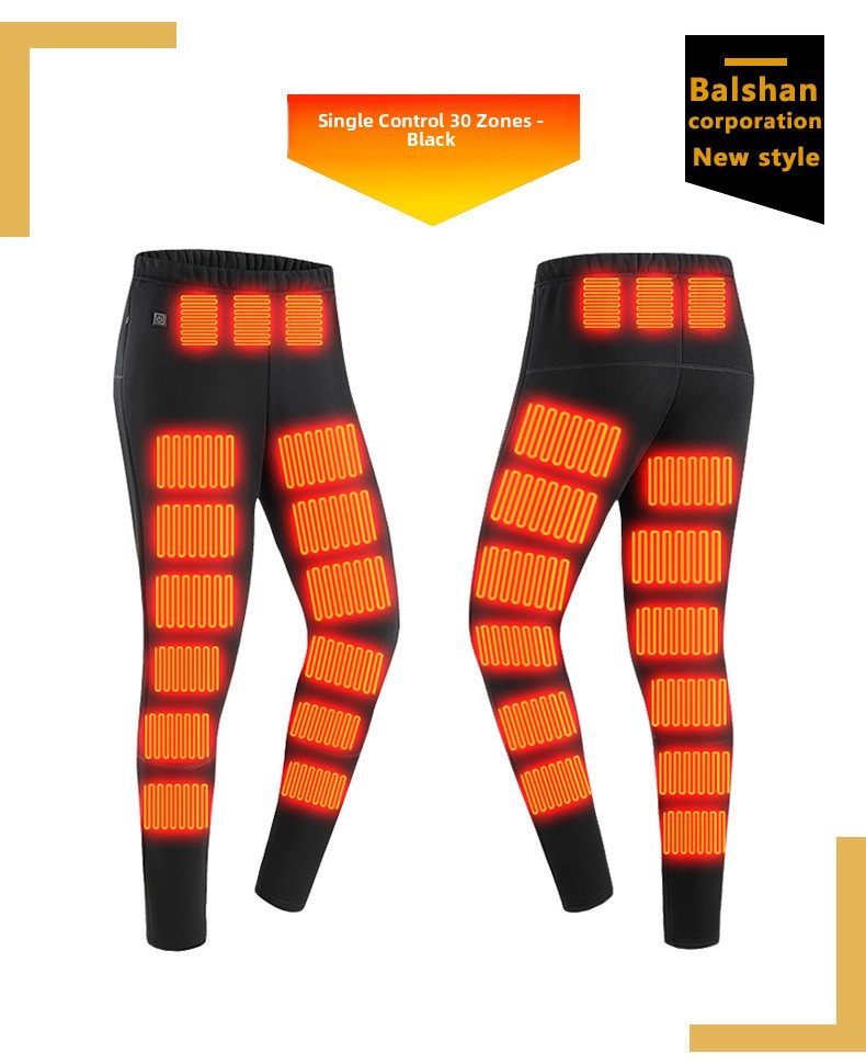 Electric Heated Long Sleeve Thermal Underwear Set Round Neck Ultra-Thick Cotton