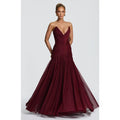Elegant evening dress with V-neck and pleated design