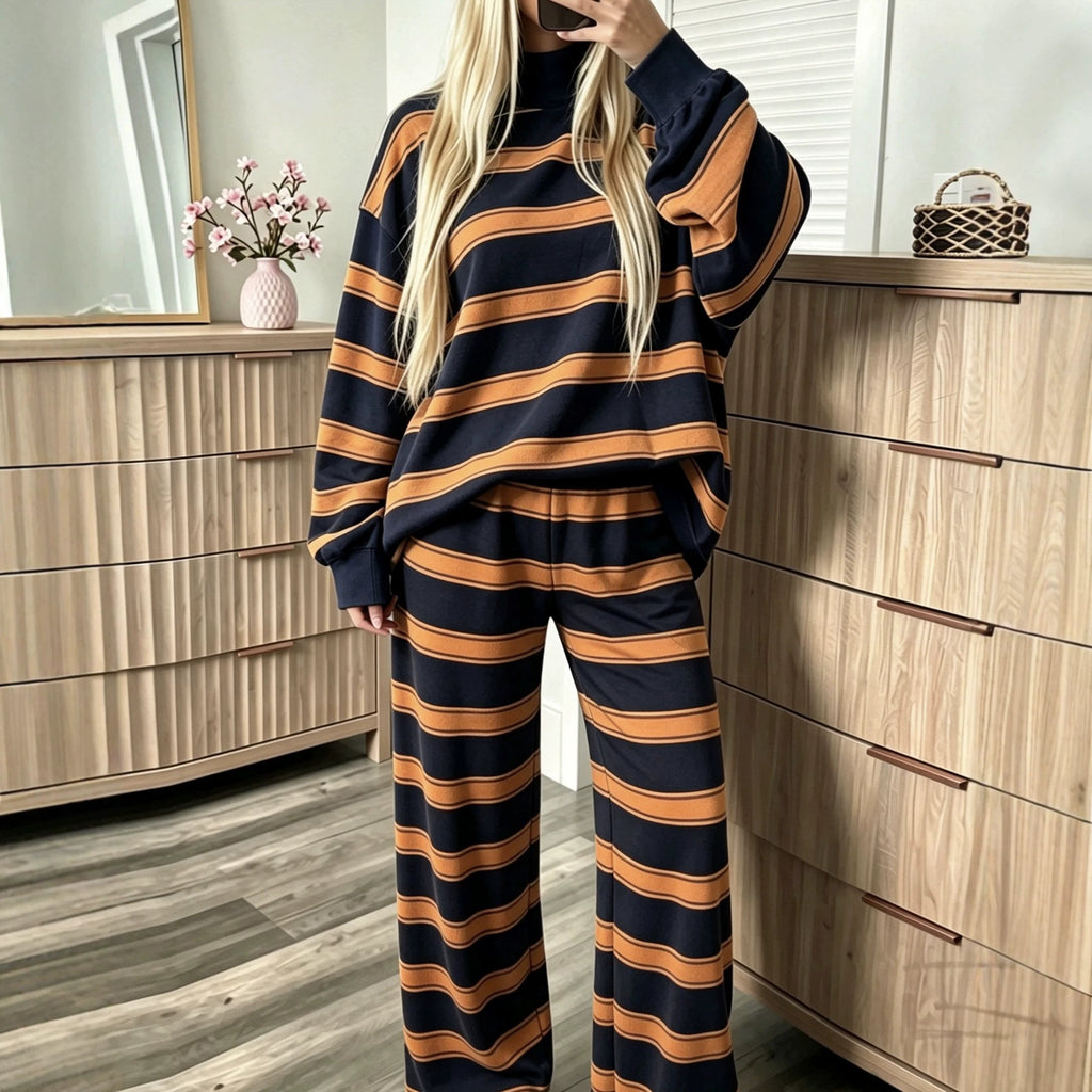 Striped fashion casual simple ladies suit