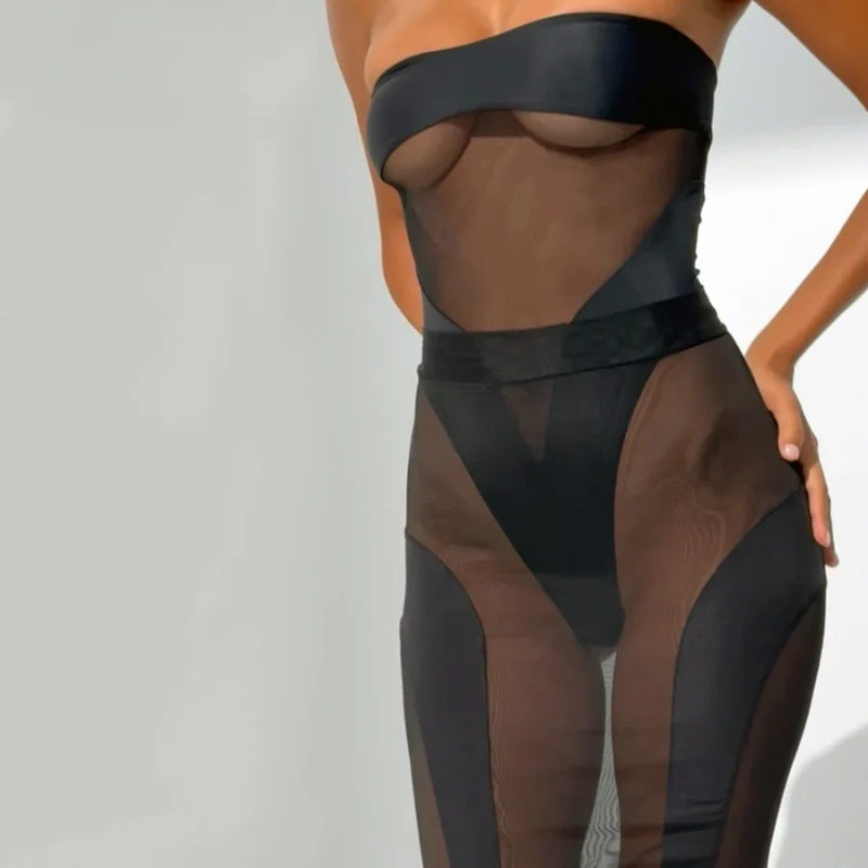 Perspective mesh jumpsuit