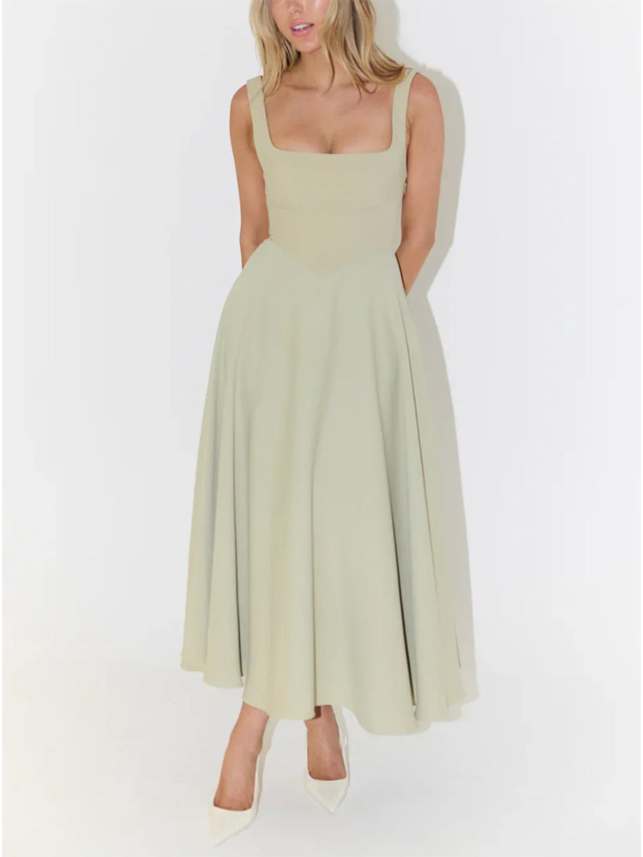 Elegant Sleeveless Midi Dress with Straps
