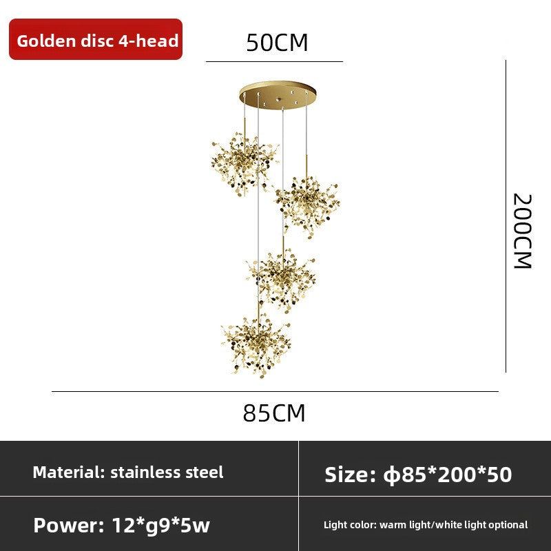 Stainless Steel Decorative Pendant Light Luxury Nordic Chandelier for Living Room Restaurant