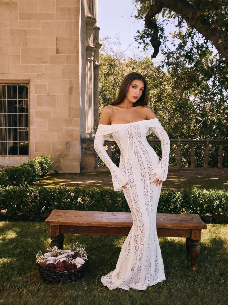 Lace Off-Shoulder Bodycon Long Dress