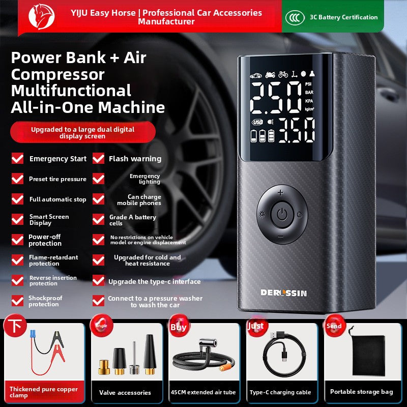 Car Jump Starter with Air Compressor and Power Bank