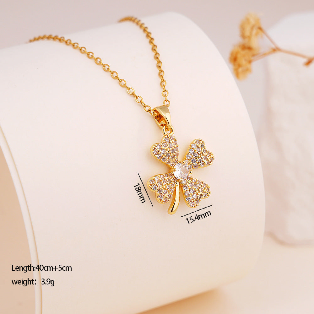 Titanium Steel Heart Pendant Necklace with Micro-Embedded Design