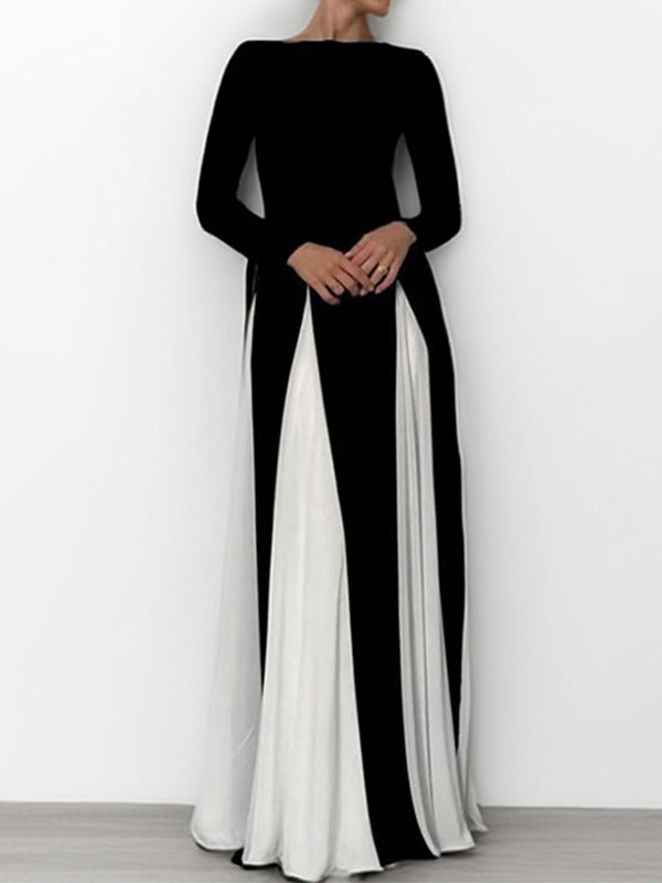 Women's Suspender Contrast Color Dress