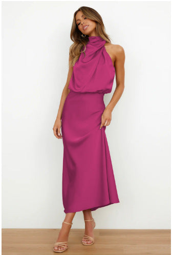 Elegant Satin Sleeveless Dress