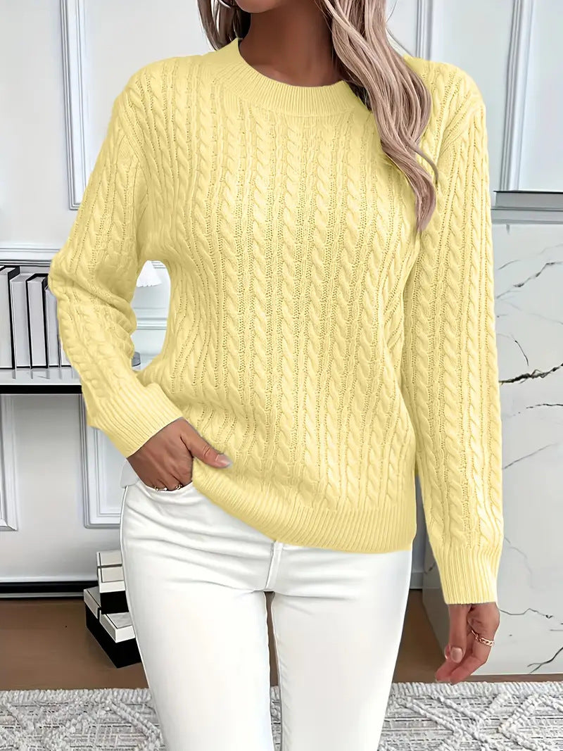 Crew-neck cable-knit sweater