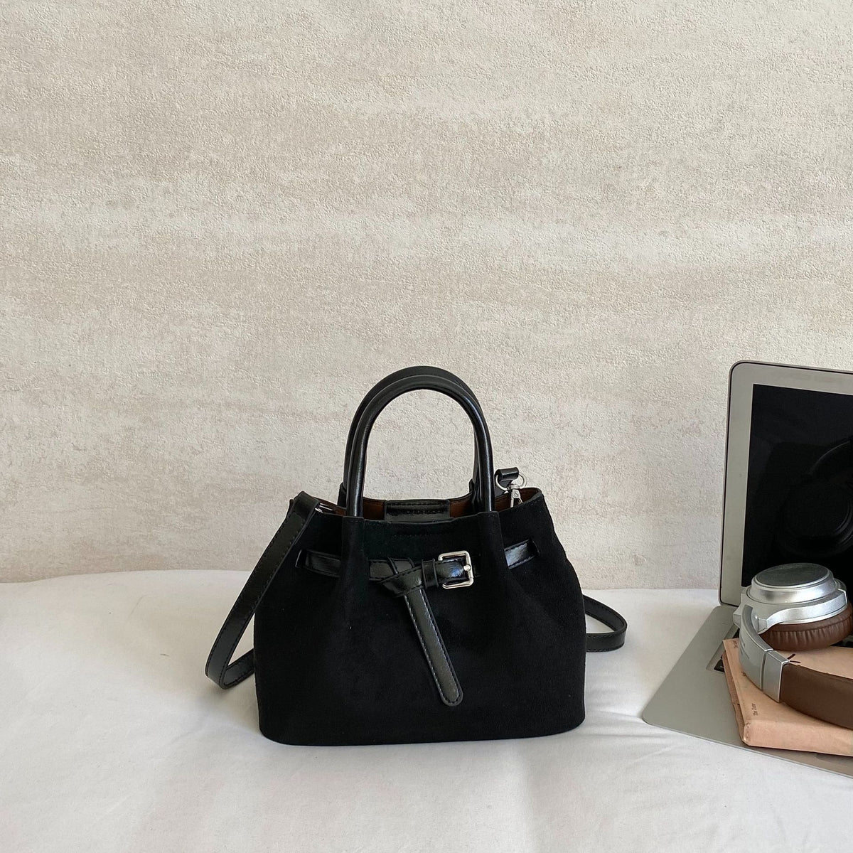Retro Suede Crossbody Bag with Adjustable Strap