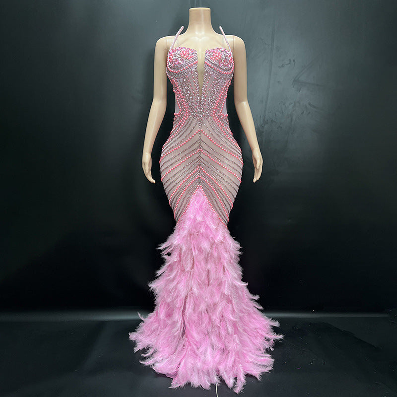 Diamond Embellished Evening Dress