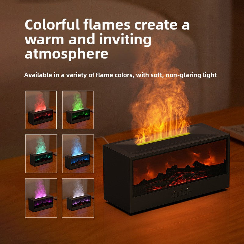 Desktop Flame Effect Aroma Diffuser with Humidifier and RGB Lights