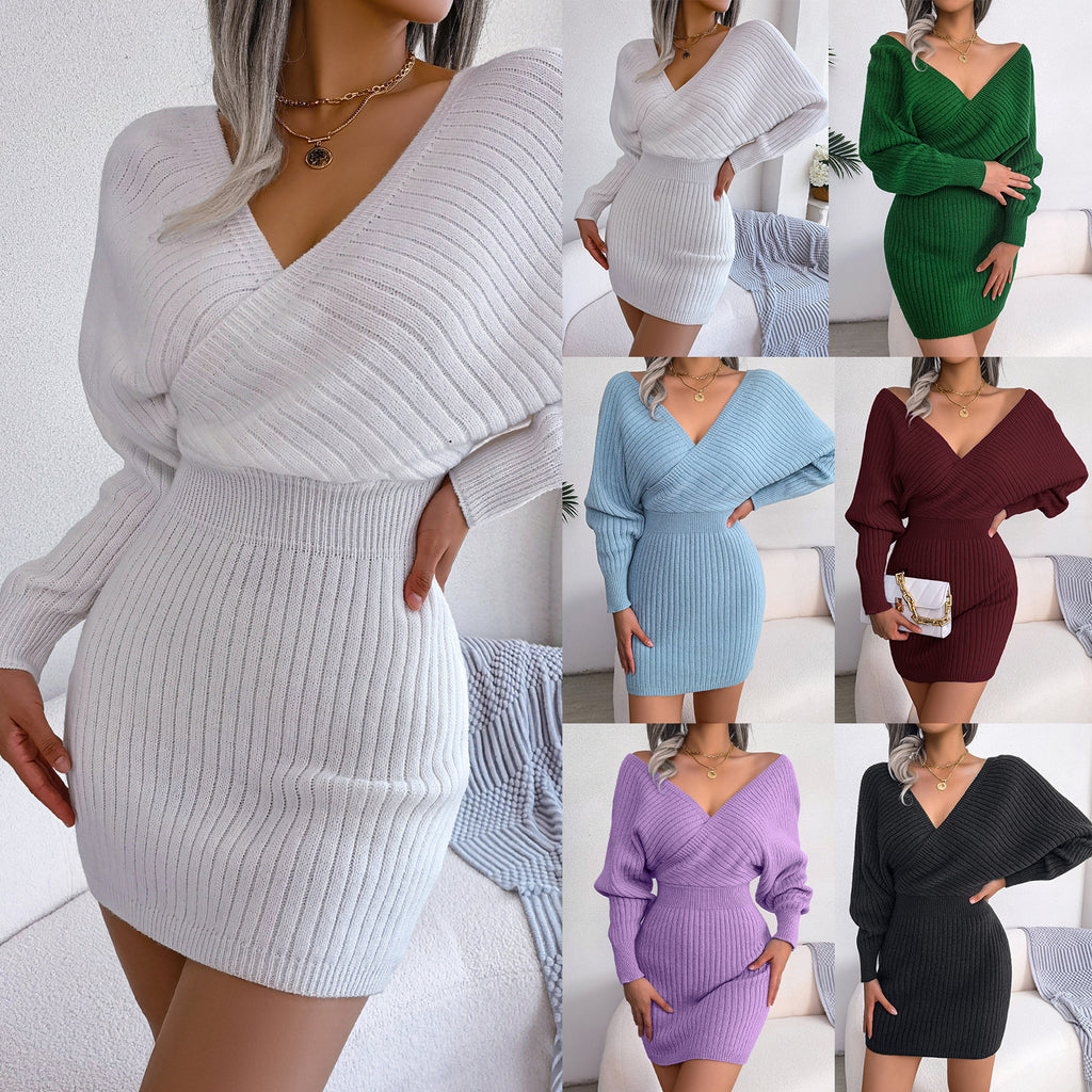 Womens Bodycon Batwing Sleeve Dress
