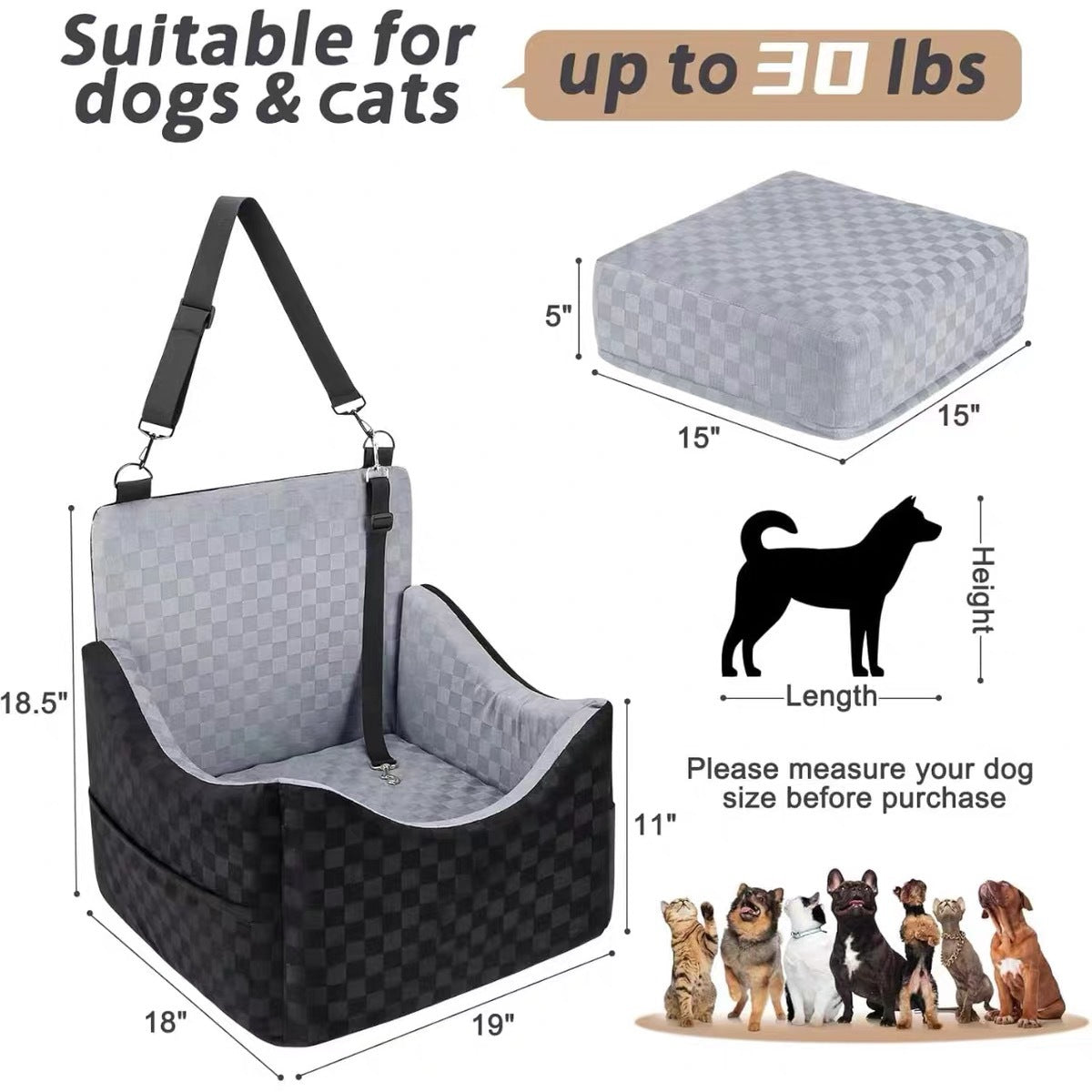 Pet Car Seat Cushion Waterproof Scratch Resistant