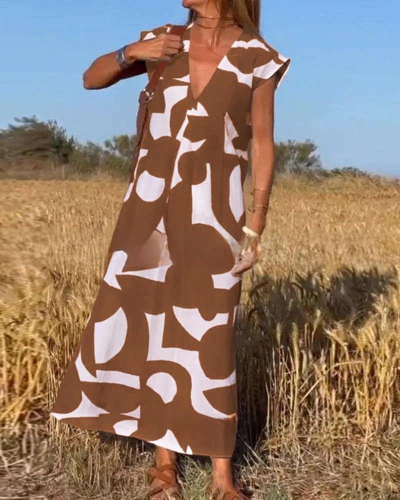 Fashion V-neck long dress for women
