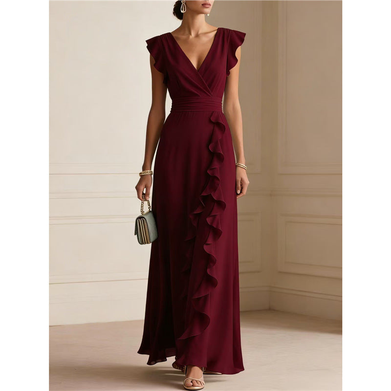 Summer Sleeveless V-Neck Pleated Dress