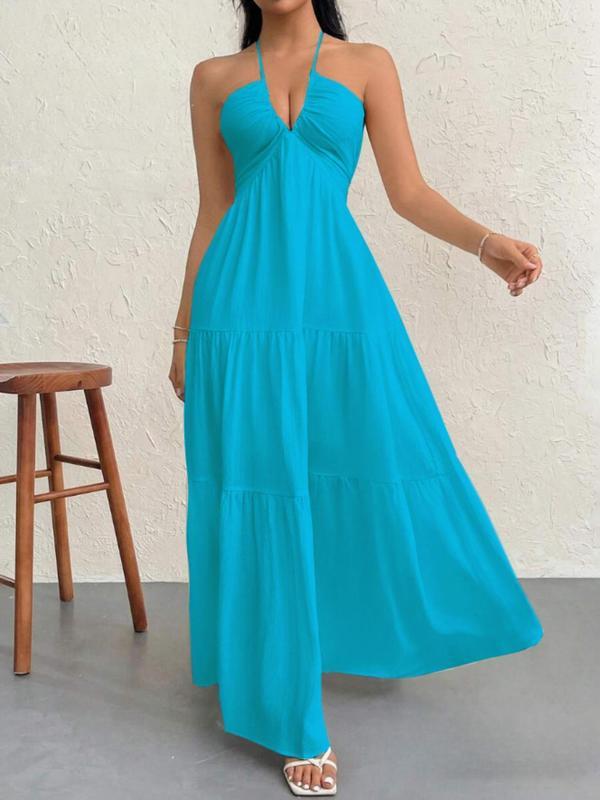 Women's Strapless Halter Dress with Back Detail