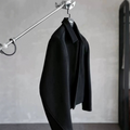 Men's Wool Blend Melton Solid Short Jacket with Curved Sleeves