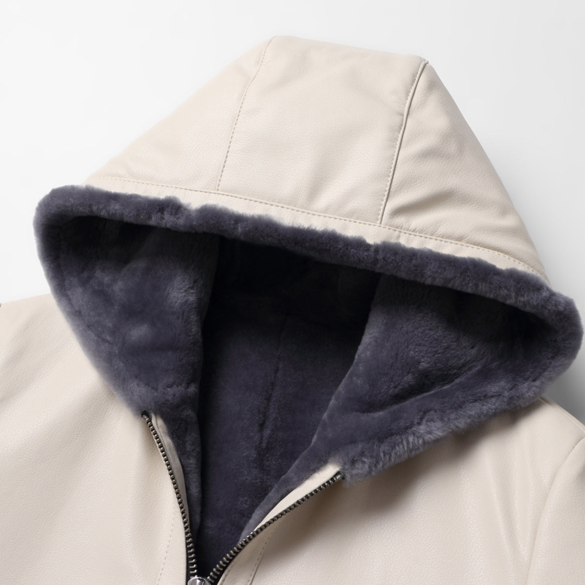 Men's winter leather-and-fur jacket