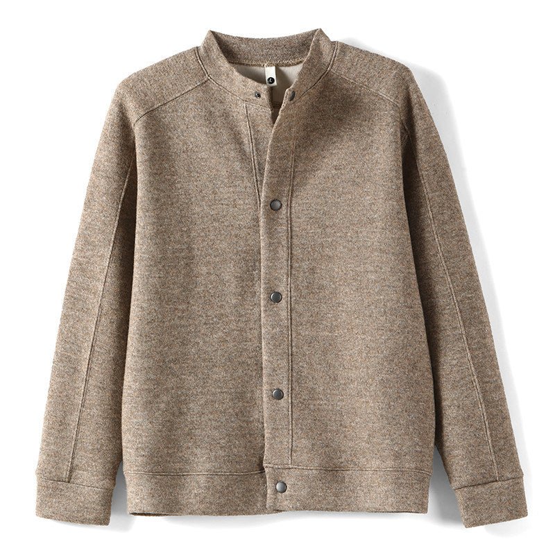 Men's baseball-style textured blended knit cardigan