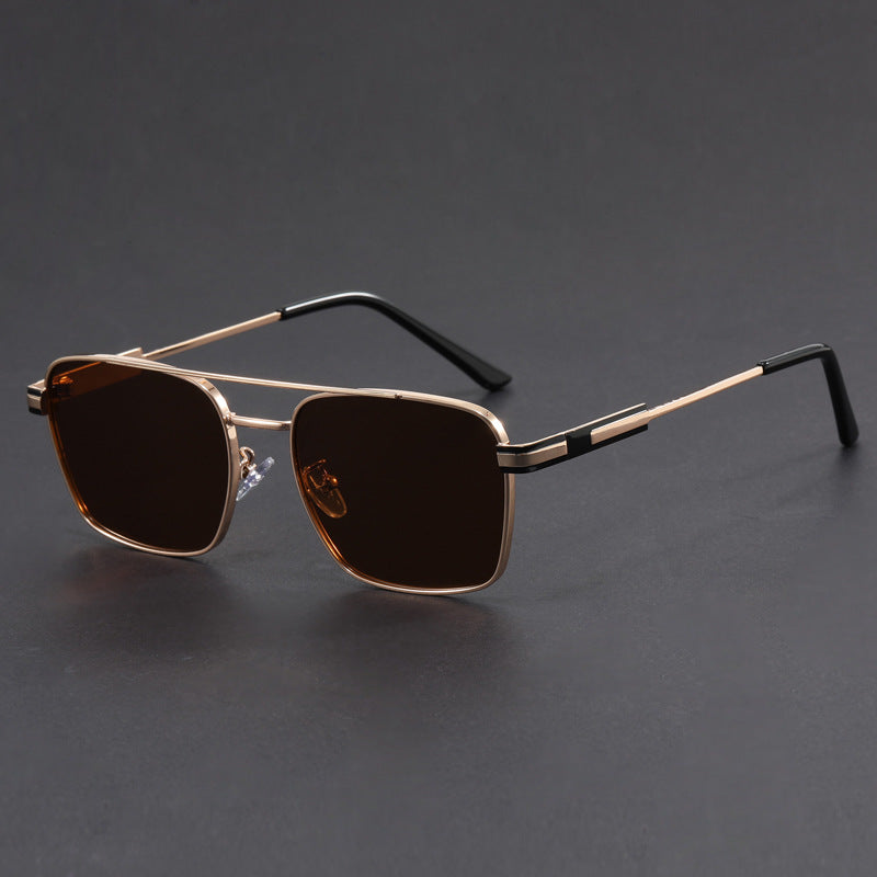Retro Square Frame Metal Sunglasses
