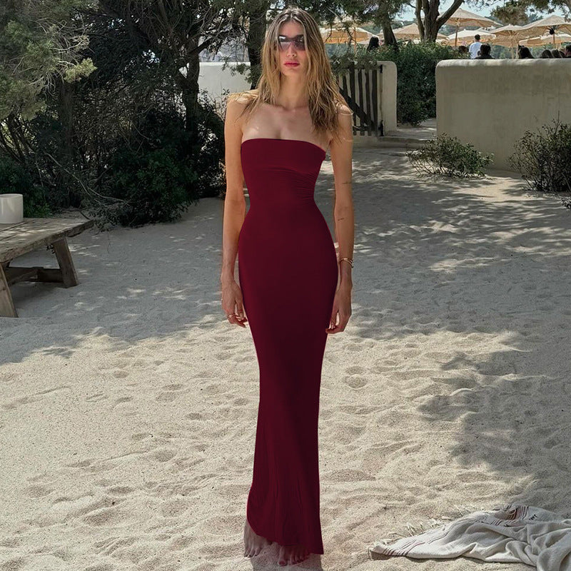 Strapless Backless Slimming Fishtail Dress