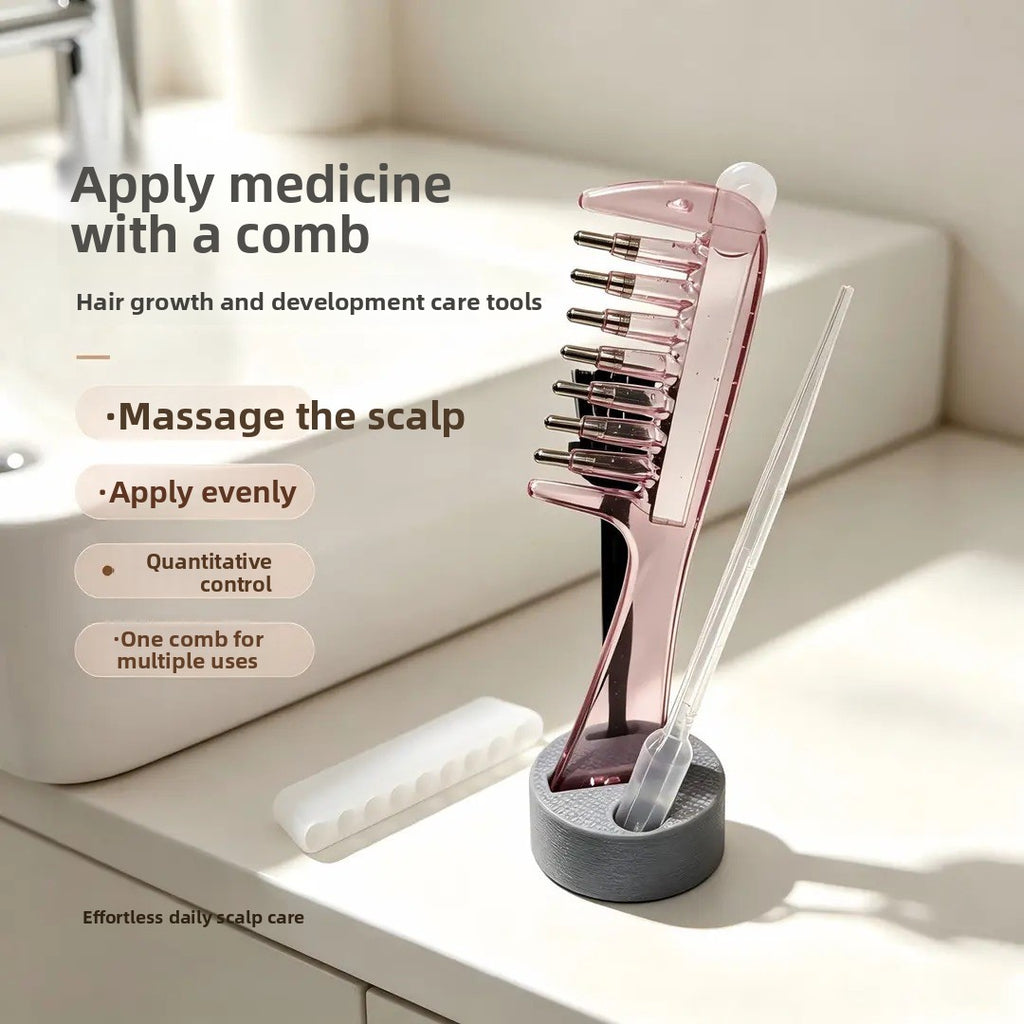 Roller Ball Scalp Liquid Guide Comb with Dropper for Hair Care