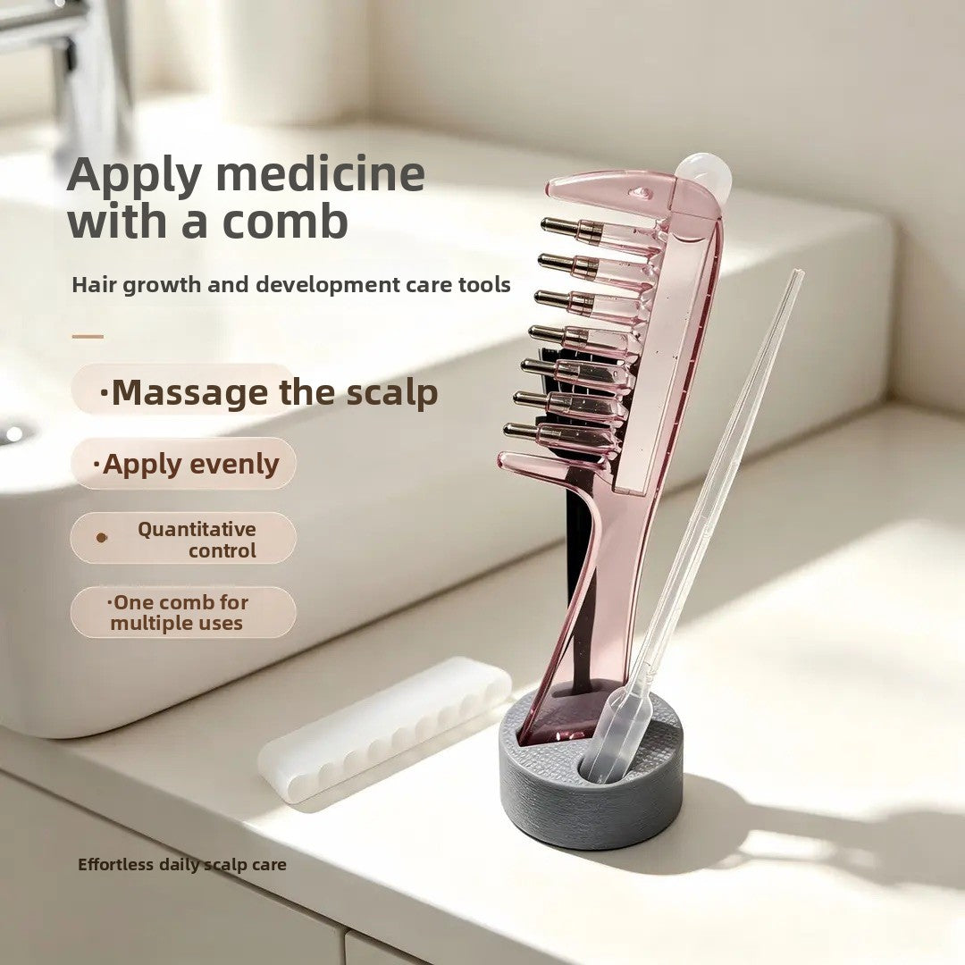Roller Ball Scalp Liquid Guide Comb with Dropper for Hair Care