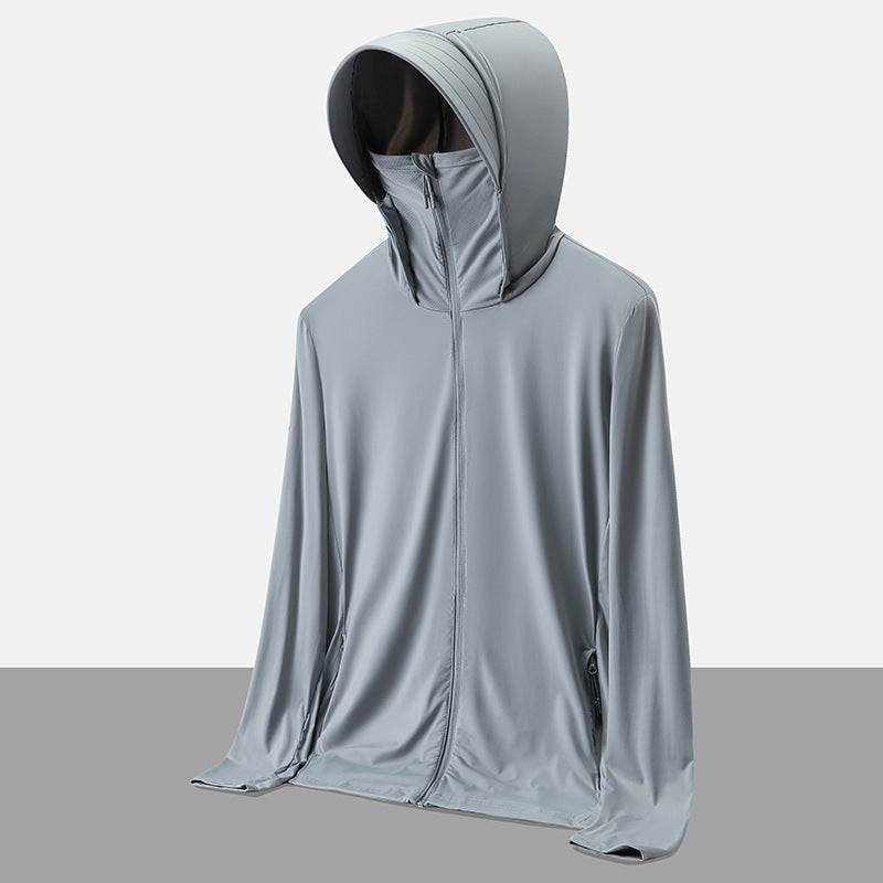 UPF50+ Ice Silk Cooling UV Protection Hooded Jacket Couple Matching Outdoor Sport Coat