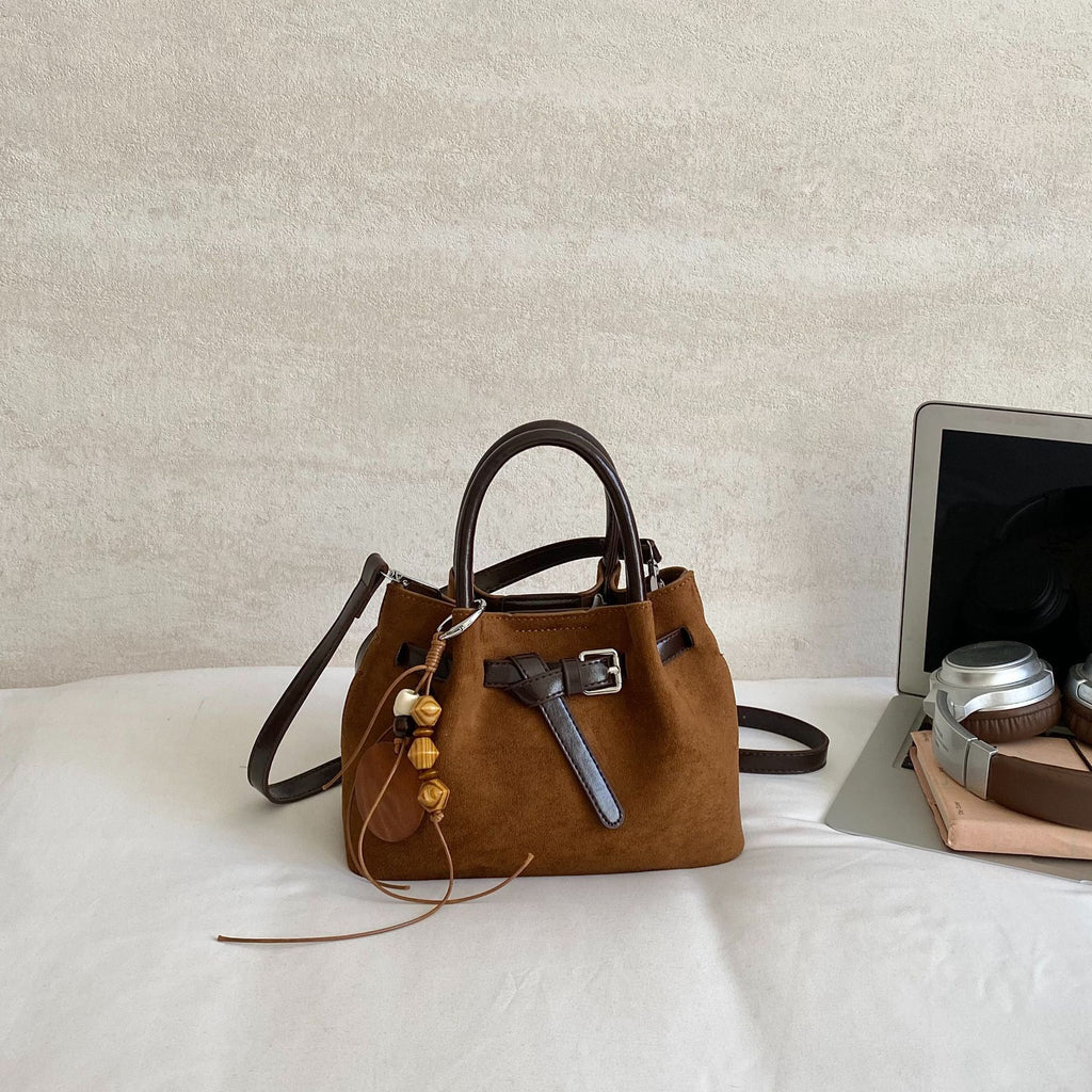 Retro Suede Crossbody Bag with Adjustable Strap