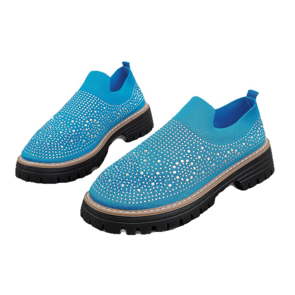 Rhinestone Platform Slip On Shoes